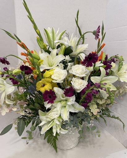 Urn Arrangement - White with Touch of Color